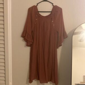 Burnt orange boho dress.
